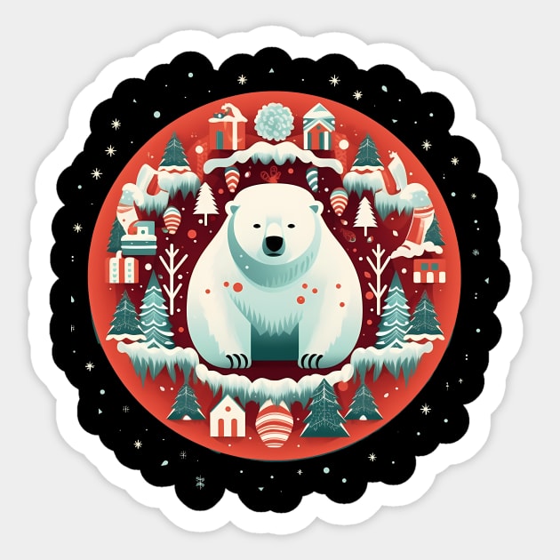 Polar Bear in Ornament, Love Bears Sticker by logiamerch